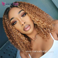 Usexy transparent lace wigs pre-plucked bob lace frontal pixie curls wigs kinky curly brazilian ombre colored bob human hair Wig